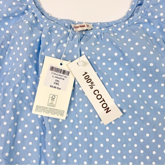 NWT Le Ble En Herbe Pale Blue Polka Dot Shirt Size 3XL - Picture 5 of 8